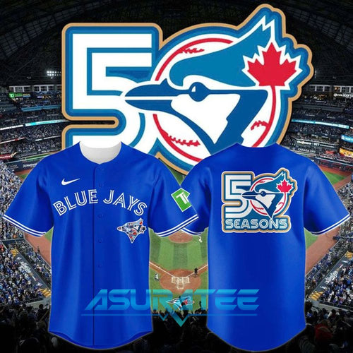 Toronto Blue Jays New Logo 50 Seasons Special Blue Baseball Jersey
