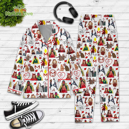 Wandavision Marvel Comics Couples Valentine Pajamas Set
