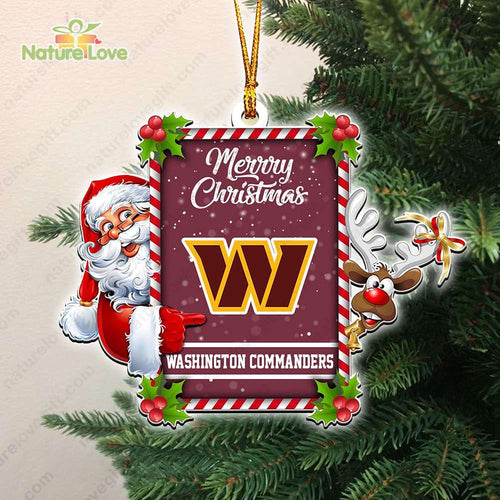 Washington Commanders Santa Reindeer Funny Christmas Ornament NFL Gift
