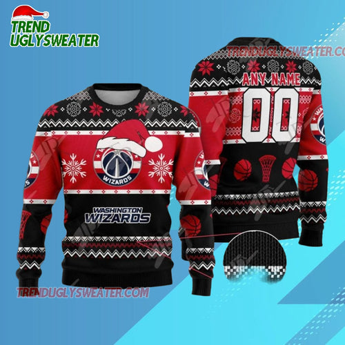 Personalized Washington Wizards Snowy Hoops Ugly Christmas Sweater