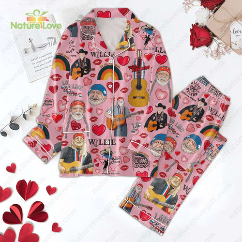 Willie Nelson Valentine Day’s Pink Pajamas Set for Fans