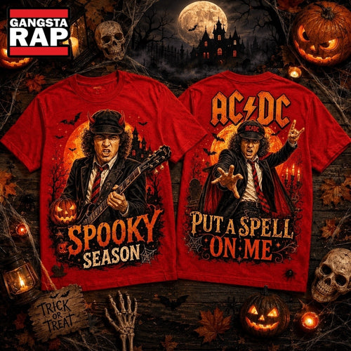 ACDC Halloween Devil Horns Moonlit Guitar Spooky Season 3D Shirt , Music Trending 3D Shirt