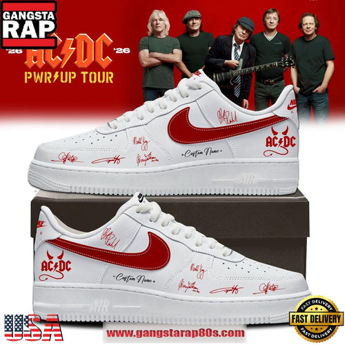 ACDC Power Up Tour 2026 Limited Edition Signature White Custom Air Force 1 Sneakers Shoes