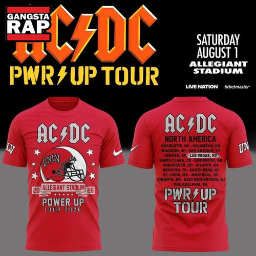 ACDC x UNLV Football Power Up Tour 2026 T Shirt , Music Trending 3D Shirt