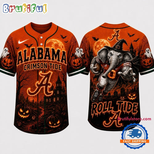Alabama Crimson Tide NCAA Haunted Night Halloween Baseball Jersey Shirt