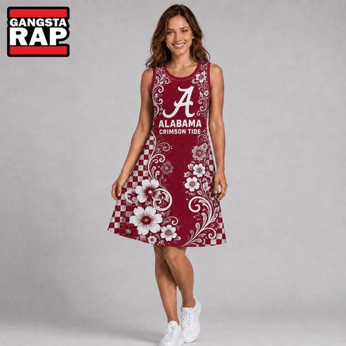 Alabama Crimson Tide NCAA Sporty Floral Elegance Women’s Sleeveless Dress