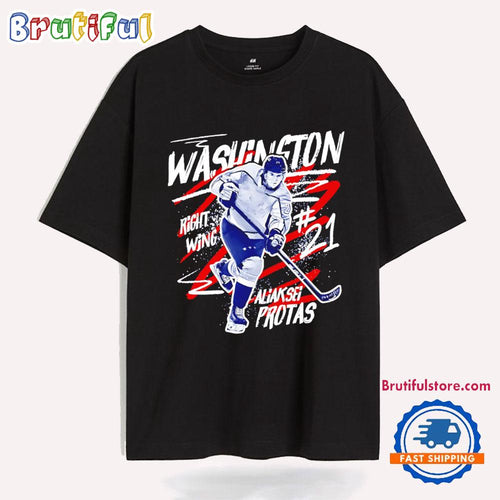 Aliaksei Protas Right Wing Washington Capitals Splatter T Shirt