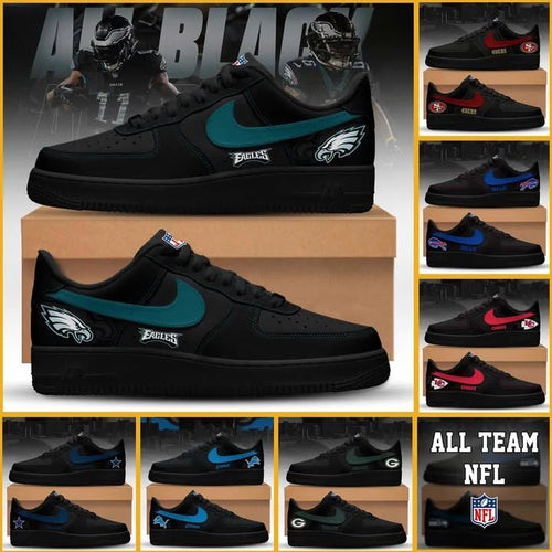 All NFL Team Blackout New 2026 Version Air Force 1 Sneakers Shoes