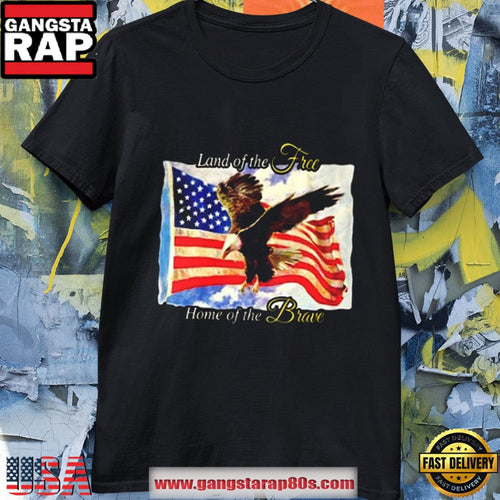 American Flag With Eagle Shirt Black