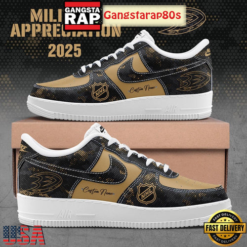 Anaheim Ducks Military Appreciation 2025 Custom Air Force 1 Sneakers Shoes