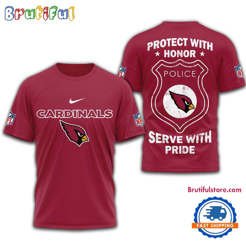 Arizona Cardinals Protech With Honor Police Serve With Pride 3D Shirt
