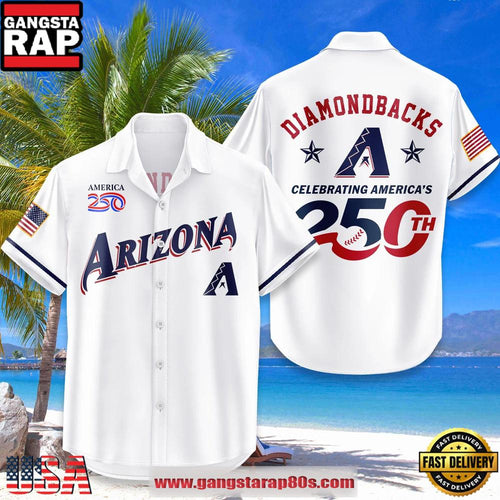 Arizona Diamondbacks USA Flag 250 Years of Freedom Anniversary 1776-2026 Summer Hawaiian Shirt