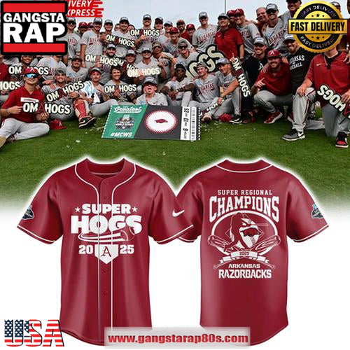 Arkansas Razorbacks Super Regional Champions 2025 Baseball Jersey Shirt