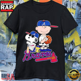 Atlanta Braves x Peanuts Characters MLB 2026 Cute Cartoon Baseball T-Shirt