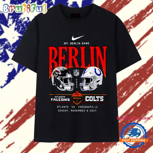 Atlanta Falcons Vs Indianapolis Colts 2025 NFL Berlin Game Matchup Helmet T Shirt