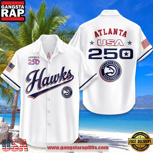 Atlanta Hawks USA Flag 250 Years of Freedom Anniversary 1776-2026 Summer Hawaiian Shirt