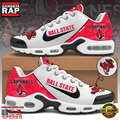 NCAA Custom Name Ball State Football Mascot Symbol Air Max Plus Shoes Running Sneakers