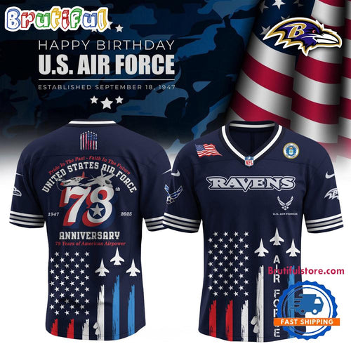 Baltimore Ravens 2025 NFL US Air Force Birthday Football Jersey