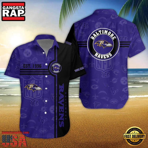 NFL Baltimore Ravens Logo Team Custom Name New Design Hawaiian Shirt
