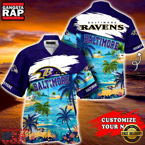 Baltimore Ravens NFL Custom Name New Design Hawaiian Shirt