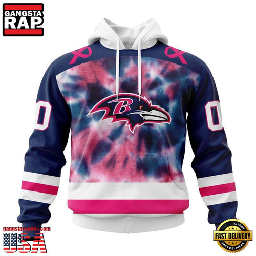 NFL Baltimore Ravens Pink Fight Breast Cancer All Over Print Hoodie