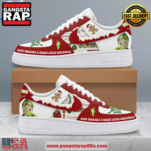 Billie Eilish Merry Little Christmas Air Force 1 Running Sneakers Shoes