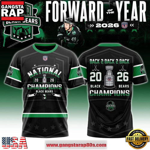 Binghamton Black Bears Champions 2026 Back-2-Back-2-Back T-Shirt