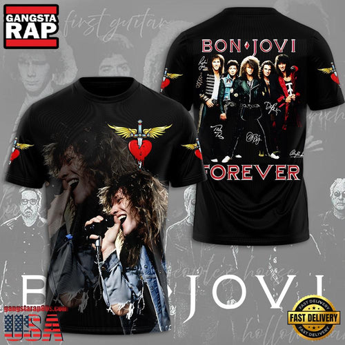 Bon Jovi Forever Album Cover Signatures T-shirt