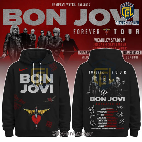 Bon Jovi Forever Tour Legendary Edition Black Hoodie