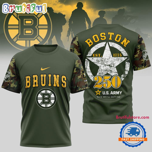 Boston Bruins NHL 250 Years US Army Limited 3D Shirt