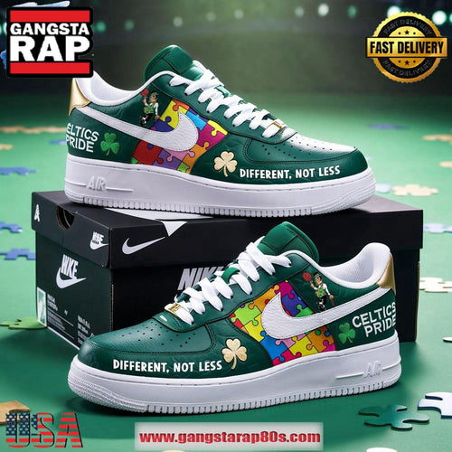 Boston Celtics Autism Awareness Limited Edition Air Force 1 Running Sneakers Shoes