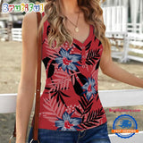 Boston Red Sox Hibiscus Pattern Women’s V-Neck Ribbed Tank Top