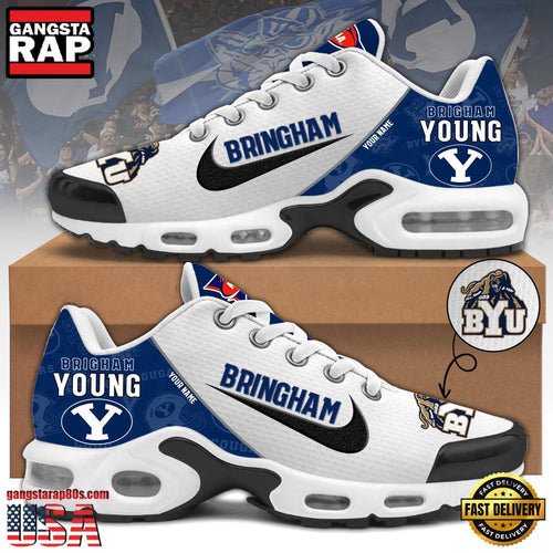 NCAA Custom Name Brigham Young Football Mascot Symbol Air Max Plus Shoes Running Sneakers