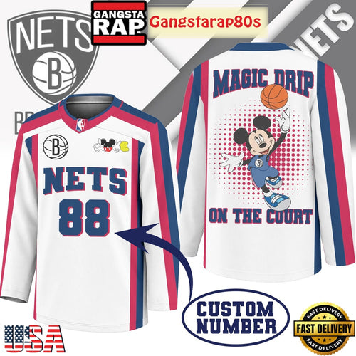 Brooklyn Nets Premium NBA Magic Drip Long Jersey Shirt
