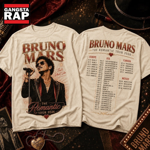 Bruno Mars The Romantic Tour 2026 Vintage 3D Shirt , Music Trending 3D Shirt