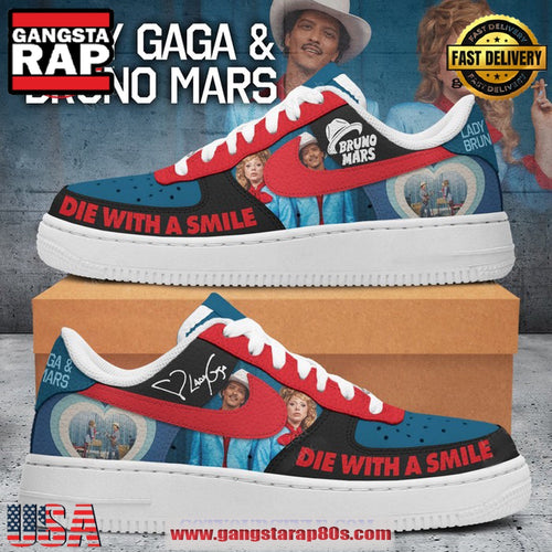 Bruno Mars x Lady Gaga Die With A Smile Air Force 1 Running Sneakers Shoes