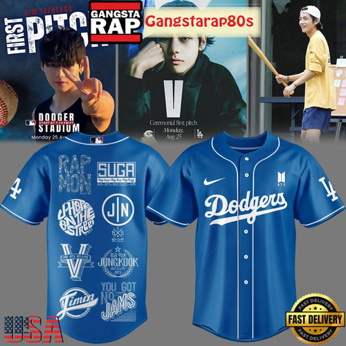 BTS Army Mix Los Angeles Dodgers 2025 Special Baseball Jersey
