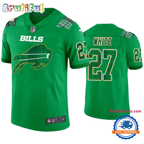 Buffalo Bills #27 Tredavious White Kelly Green St. Patricks Day Football Jersey