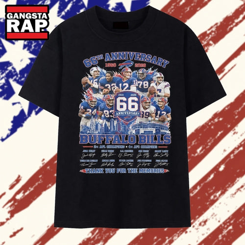 Buffalo Bills 66th Anniversary 1960 2026 Signatures Football T Shirt