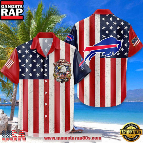Buffalo Bills USA Flag 250 Years of Freedom Anniversary 1776-2026 Summer Hawaiian Shirt