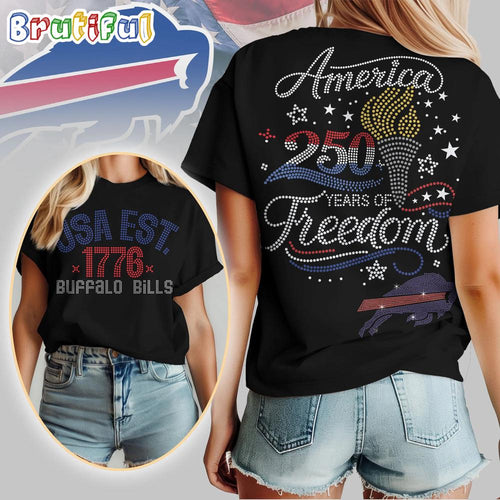 Buffalo Bills NFL 250 Years Independence Day Rhinestone Dot Unisex 3D Shirt