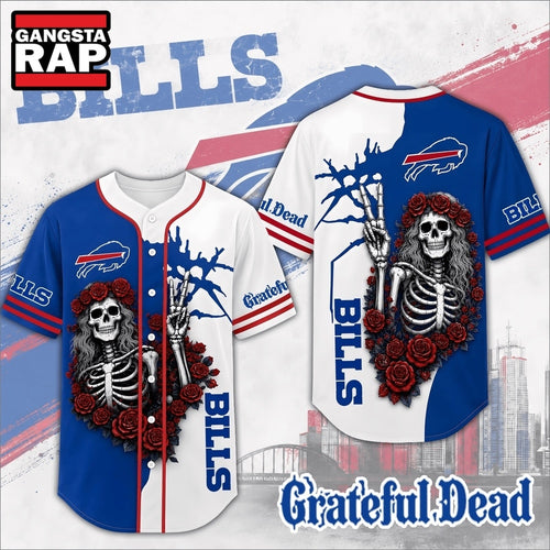 Buffalo Bills NFL Game Day Grateful Dead Baseball Jersey Shirt