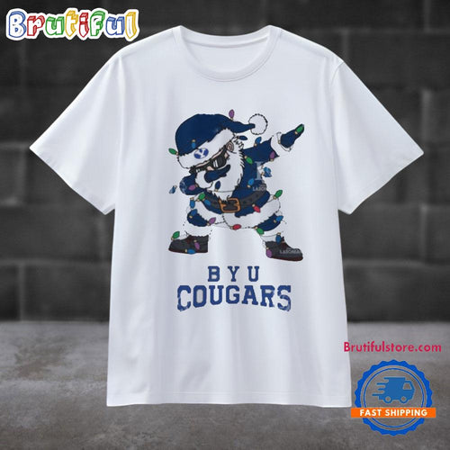 BYU Cougars Dabbing Santa Claus Ugly Christmas Light T Shirt