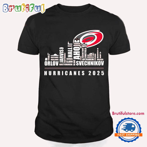 Carolina Hurricanes 2025 Players Names City Skyline T Shirt