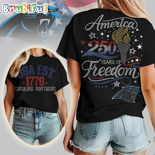 Carolina Panthers NFL 250 Years Independence Day Rhinestone Dot Unisex 3D Shirt