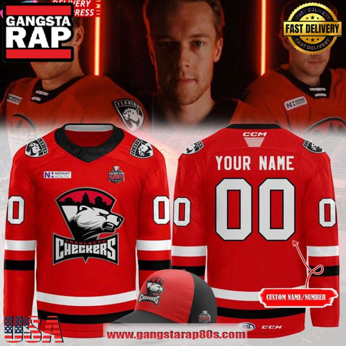 Charlotte Checkers 2025 Calder Cup Playoffs Red Custom Hockey Jersey