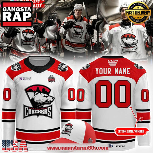 Charlotte Checkers 2025 Calder Cup Playoffs White Custom Hockey Jersey