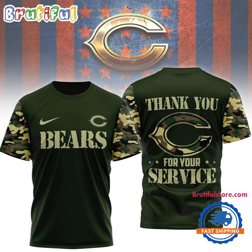 Chicago Bears 2026 NFL Camouflage Thank You For Service Limited 3D Shirt