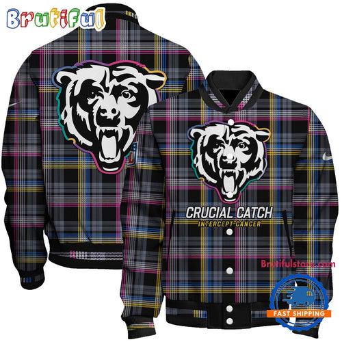 Chicago Bears National Football League Crucial Catch Intercept Cancer Unisex Varsity Jacket