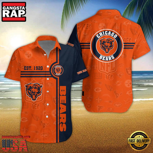 NFL Chicago Bears Logo Team Custom Name New Design Hawaiian Shirt